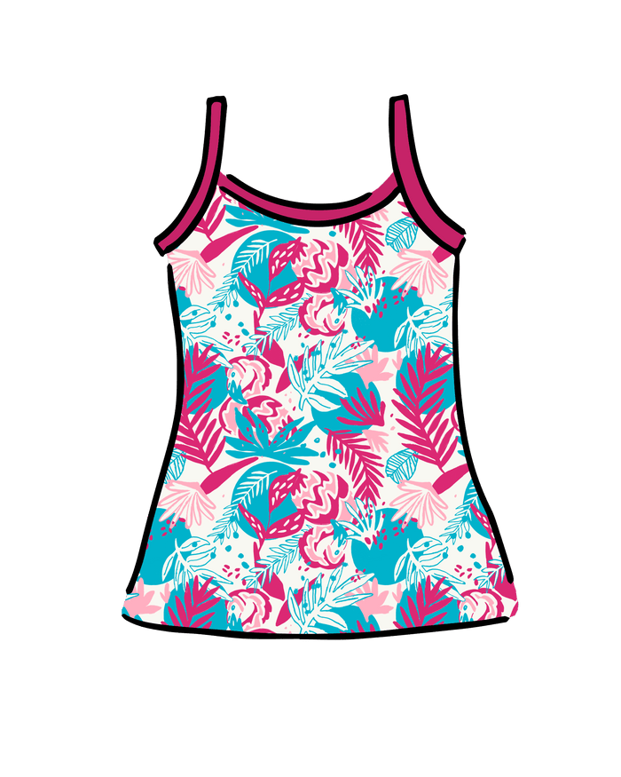 Drawing of Thunderpants Camisole in Finding Flamingo print.