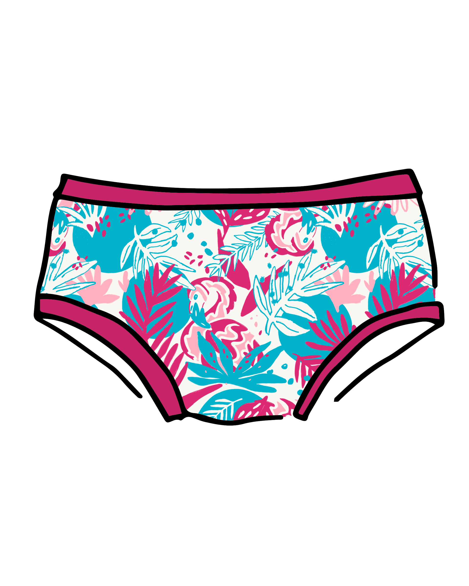 Drawing of Thunderpants Hipster style underwear in Finding Flamingo.