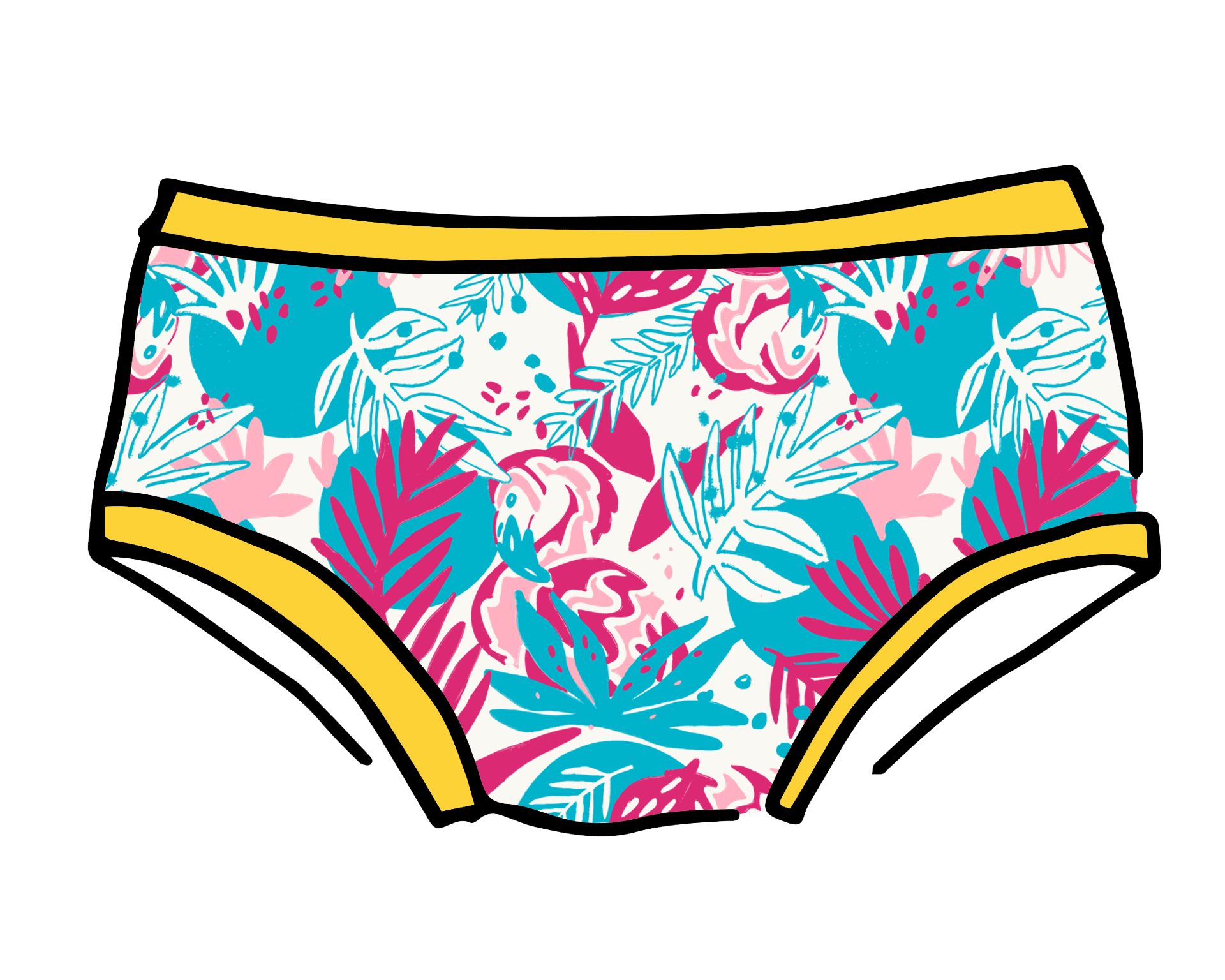 Drawing of Thunderpants Hipster style underwear in Flamingo Lemonade.