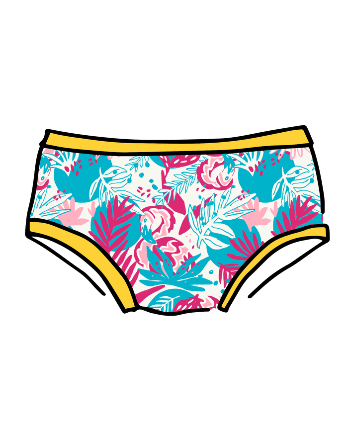 Drawing of Thunderpants Hipster style underwear in Flamingo Lemonade.