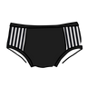 Drawing of Thunderpants Hipster style Panel Pants in Black and White Stripe sides and Black front. 