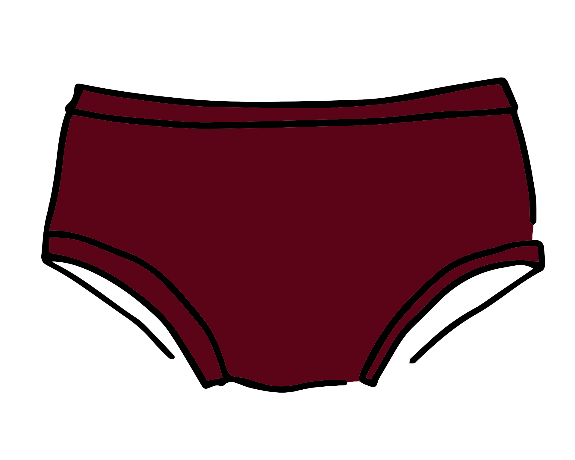 Drawing of Thunderpants Hipster style underwear in Cabern-YAY - a deep wine red color.