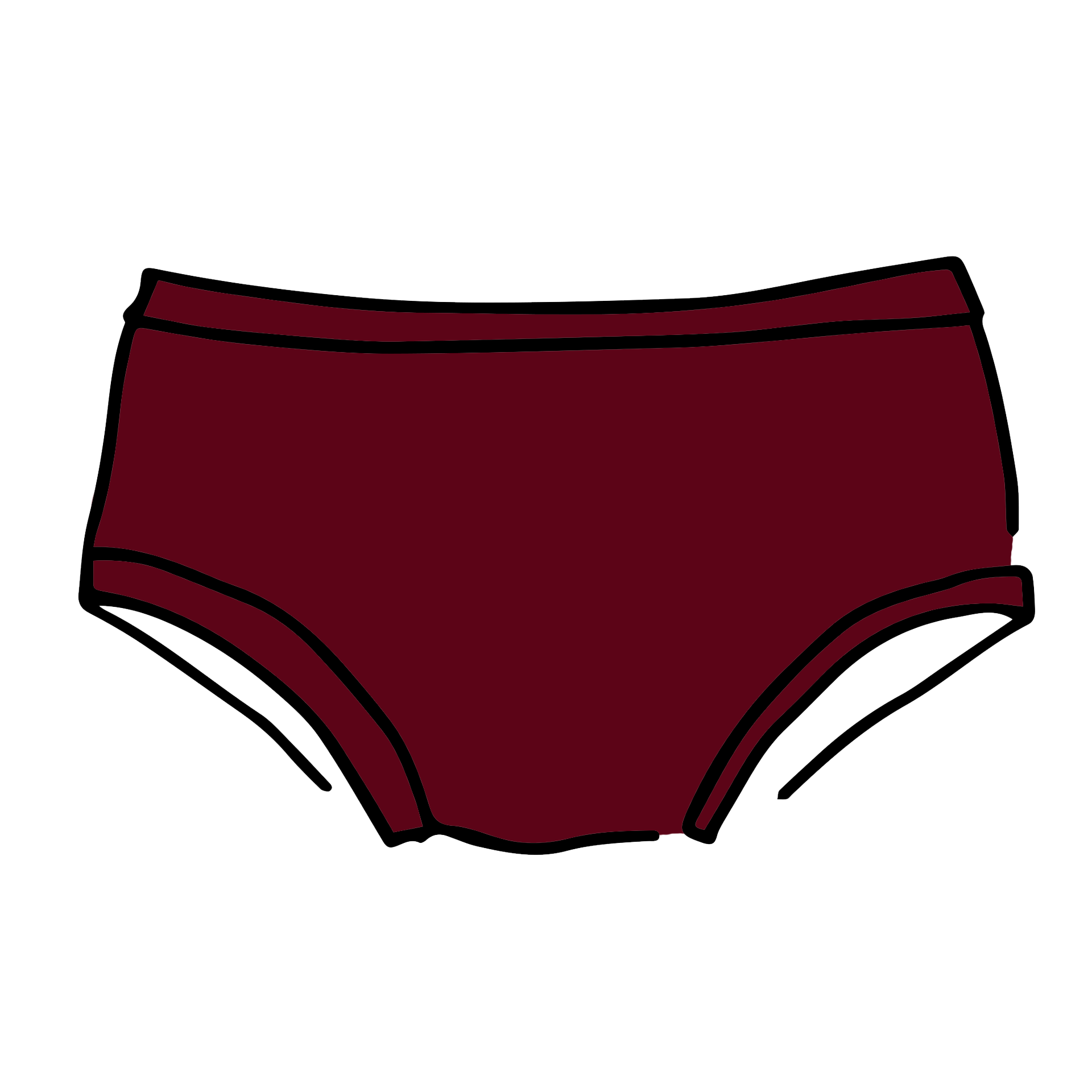 Drawing of Thunderpants Hipster style underwear in Cabern-YAY - a deep wine red color.