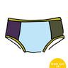Drawing of Thunderpants Hipster style underwear in Color Block Panel Pants - random solid colors.