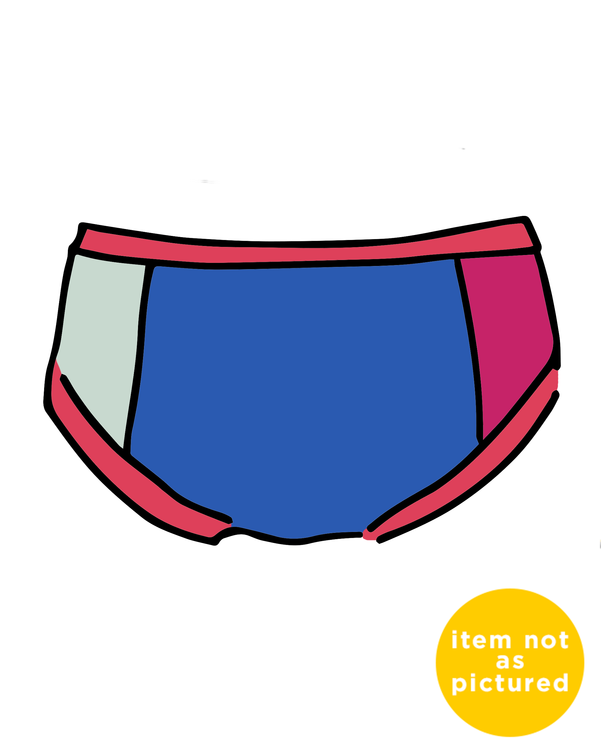 Drawing of Thunderpants Panel Pants Hipster style underwear in Color Block Scraps - various solid colors.