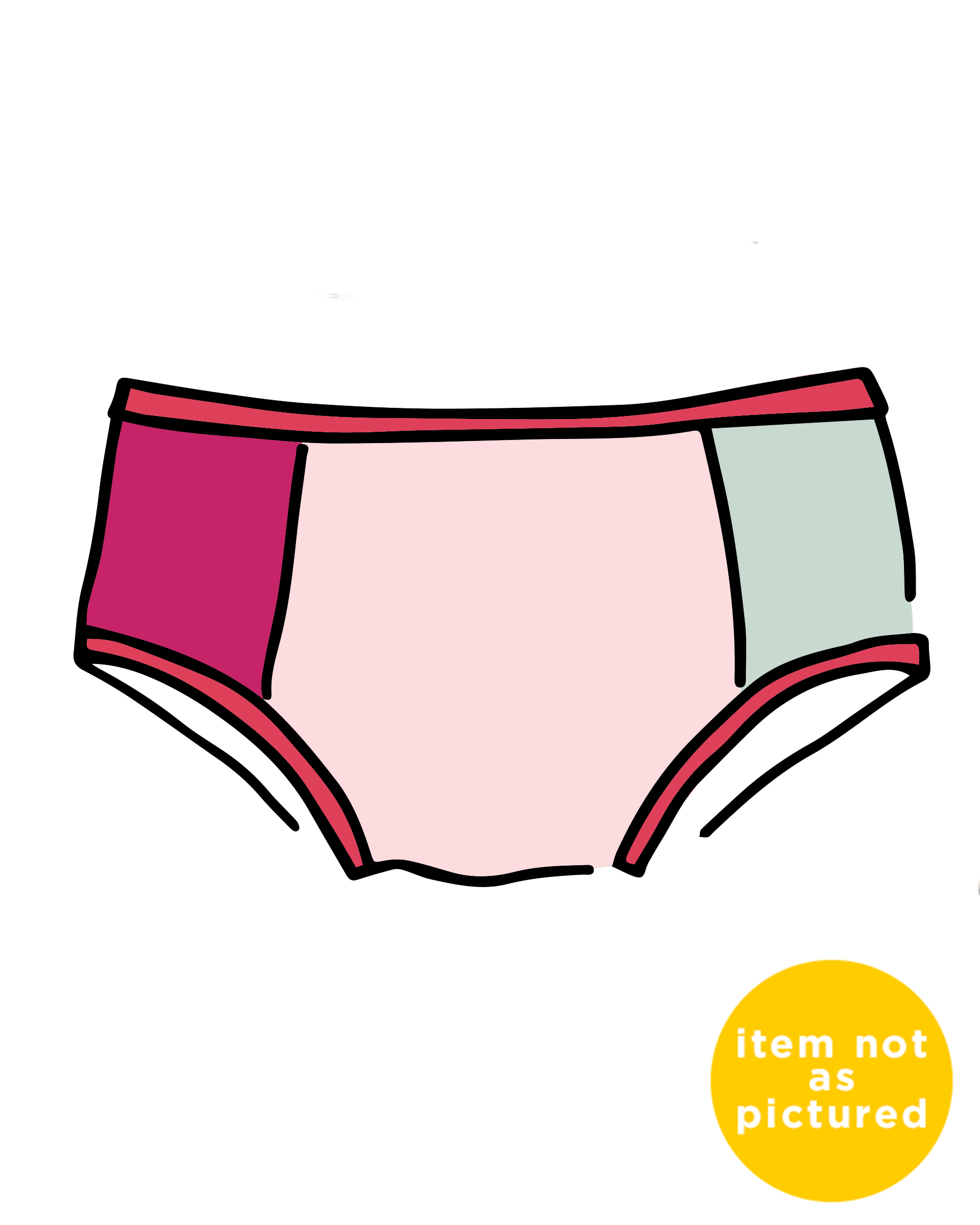 Drawing of Thunderpants Panel Pants Hipster style underwear in Color Block Scraps - various solid colors.