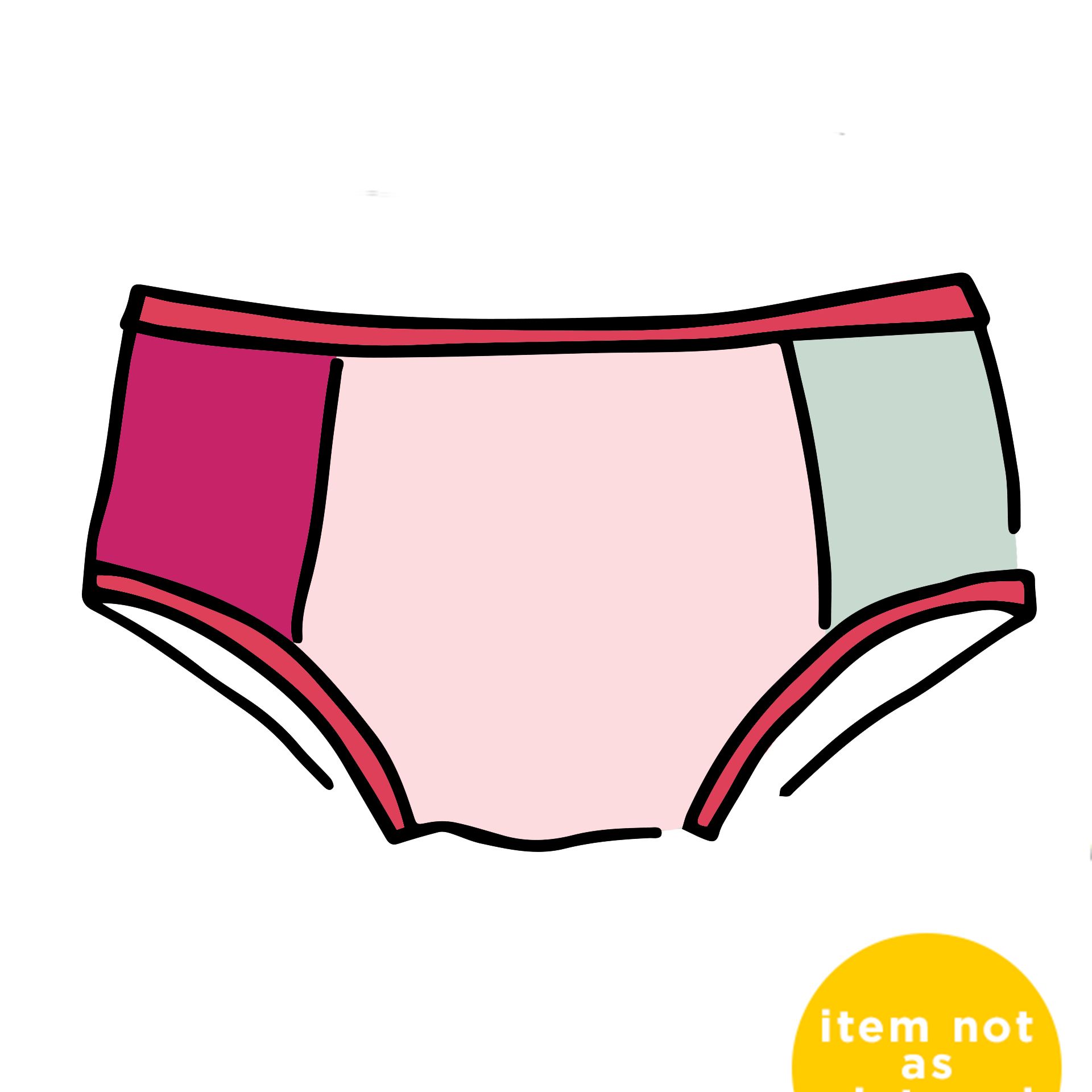 Drawing of Thunderpants Panel Pants Hipster style underwear in Color Block Scraps - various solid colors.