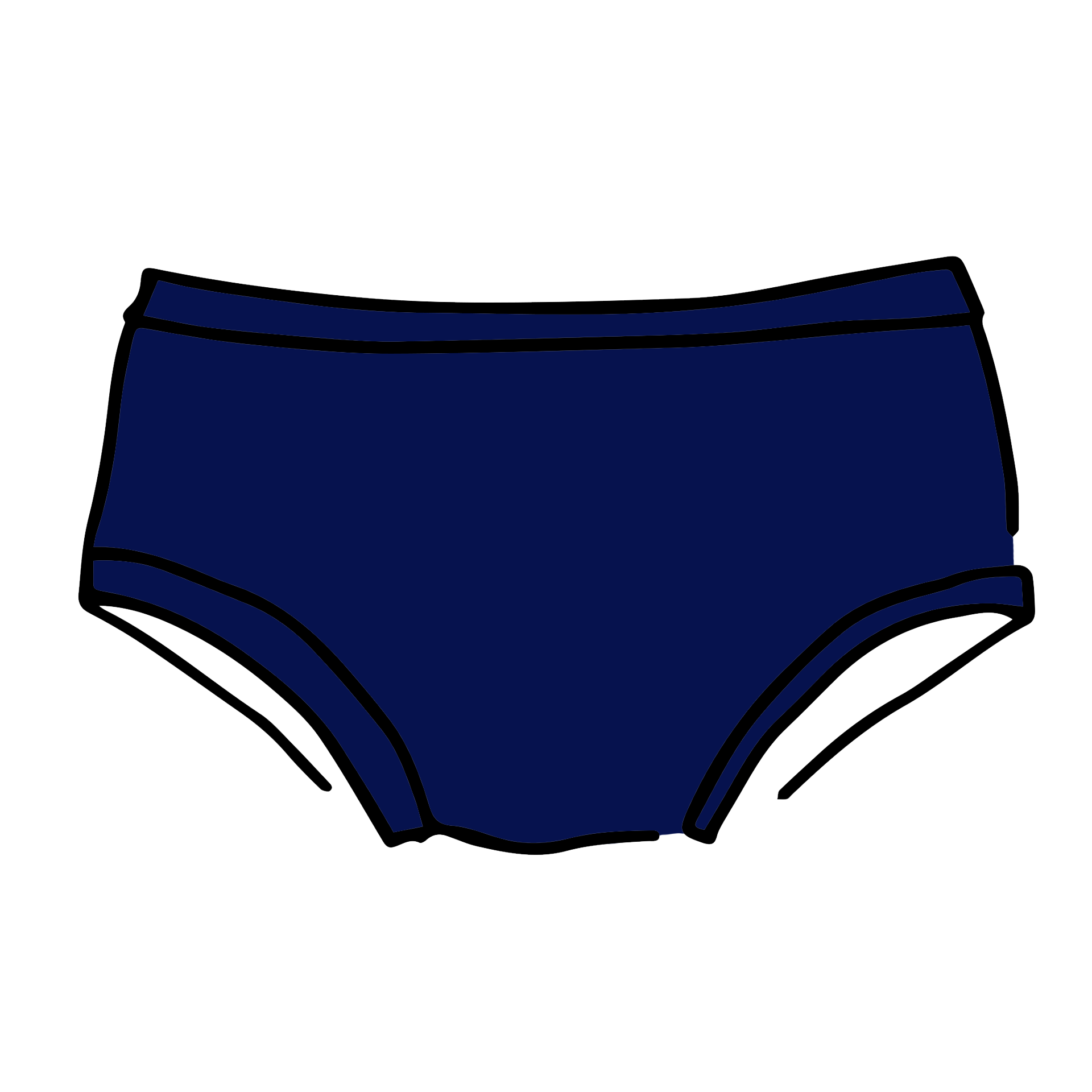Drawing of Thunderpants Hipster style underwear in Indigo. 