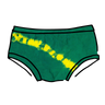 Drawing of Thunderpants Hipster style underwear in Lightning Bolt hand dye - blue/green with yellow stripe. 
