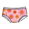 Drawing of Thunderpants Hipster style underwear in Luna y Sol print - pink, yellow, and orange suns and moons.