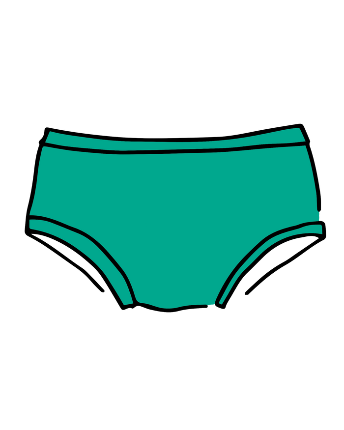 Drawing of Thunderpants Hipster style underwear in Peacock Green.