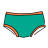 Drawing of Thunderpants Hipster style underwear in Bird in Paradise - peacock green with orange binding.