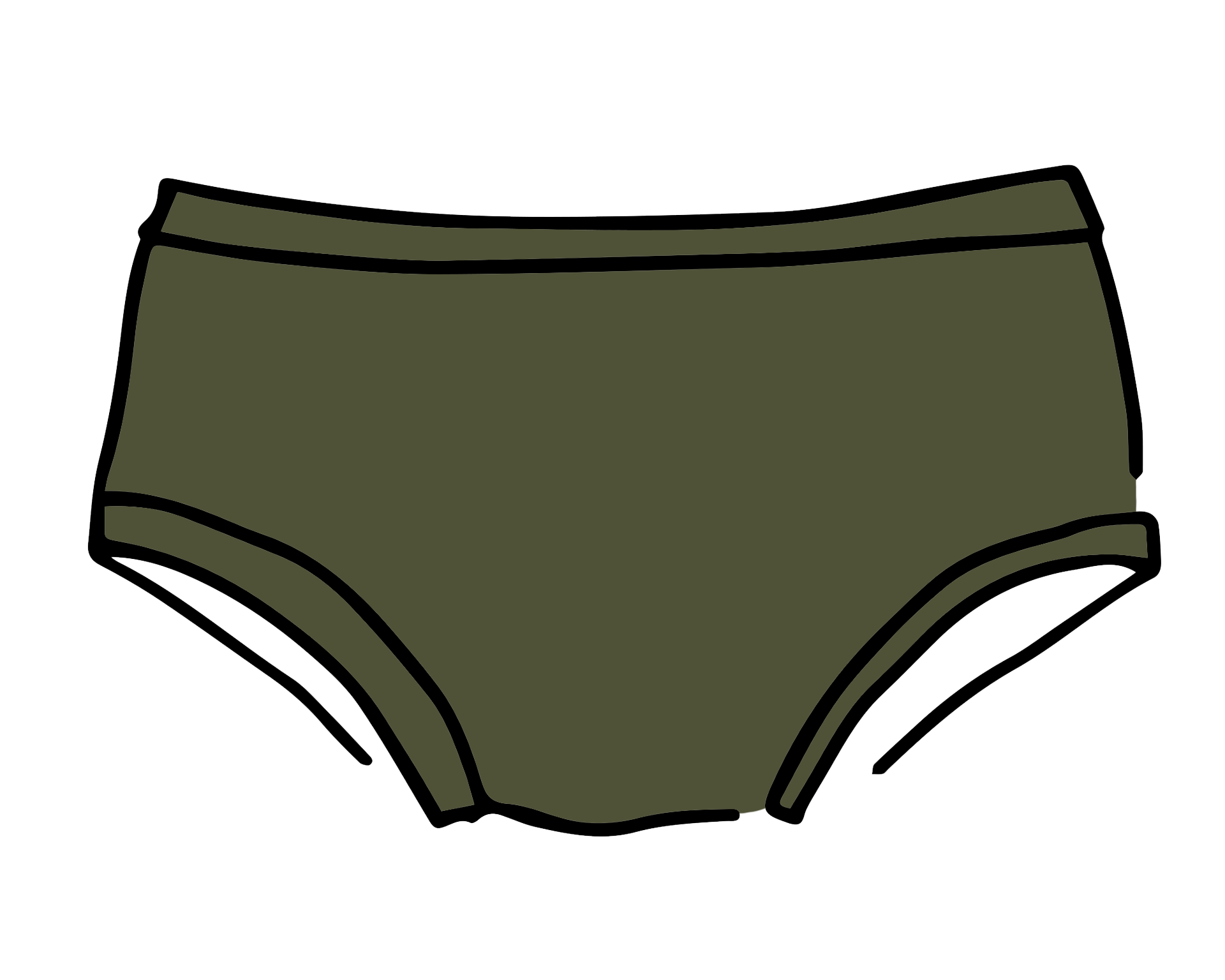 Drawing of Thunderpants Hipster style underwear in Pickled Green.