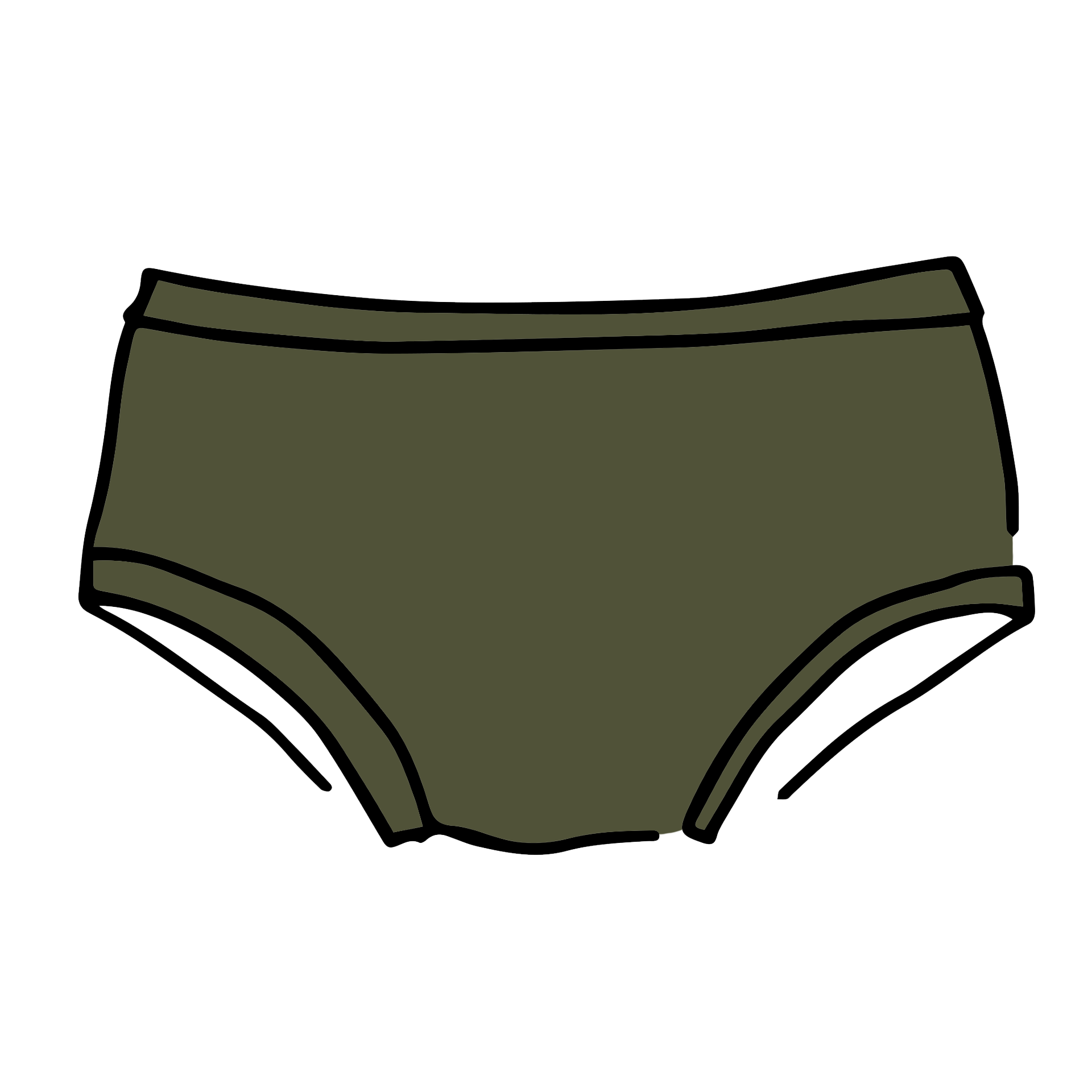 Drawing of Thunderpants Hipster style underwear in Pickled Green.