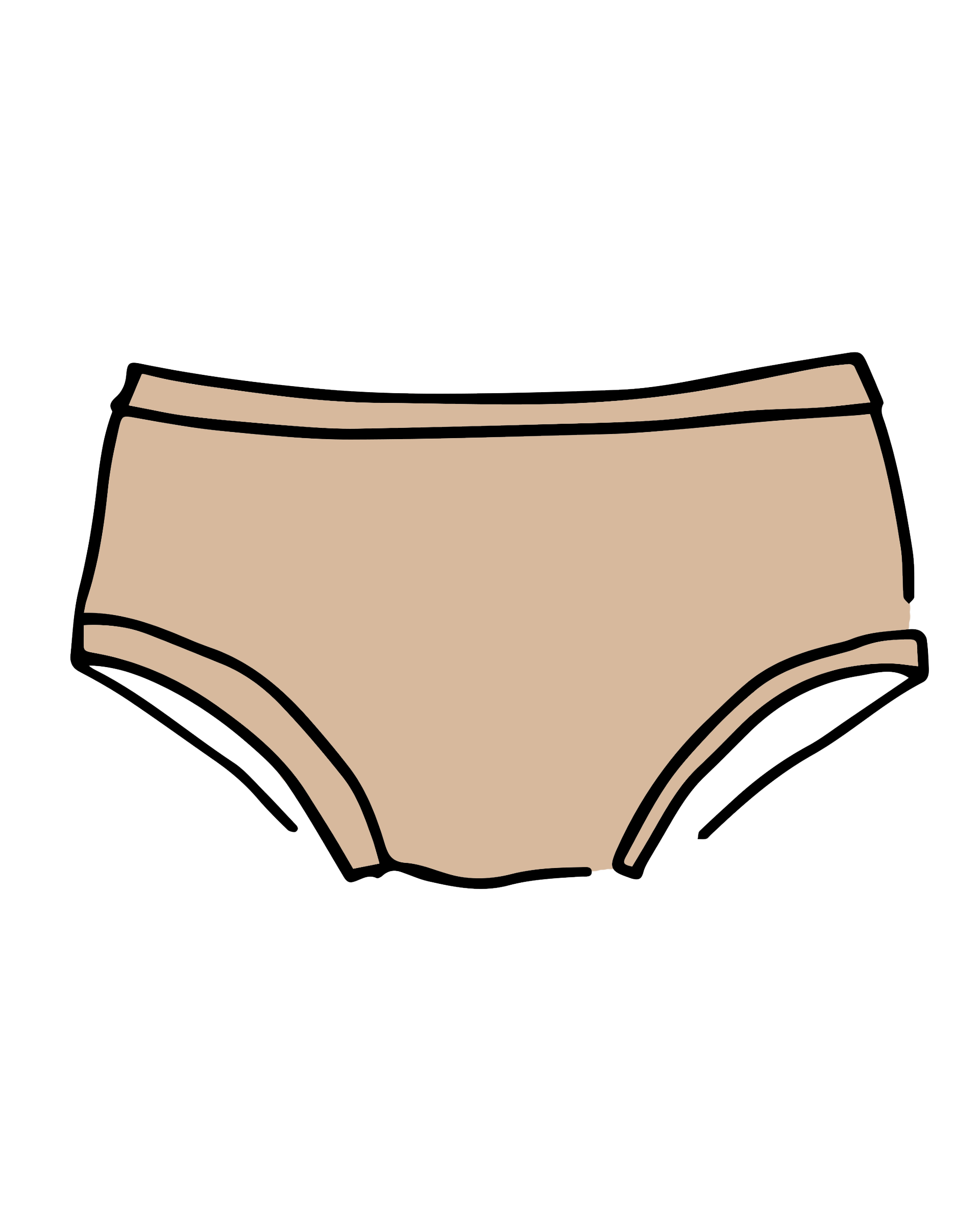 Drawing of Thunderpants Hipster style underwear in Pine Nut - lighter tan color.