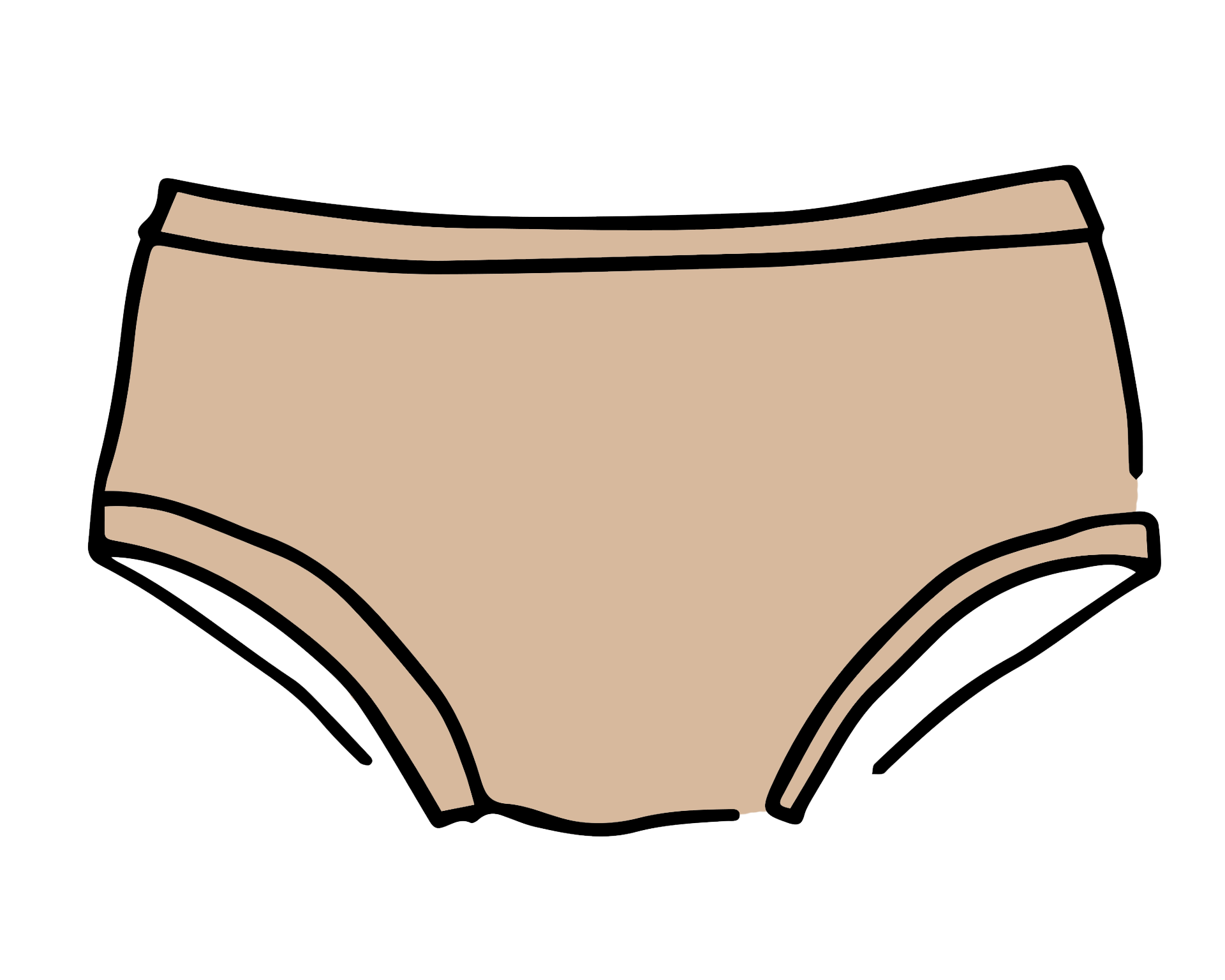 Drawing of Thunderpants Hipster style underwear in Pine Nut - lighter tan color.