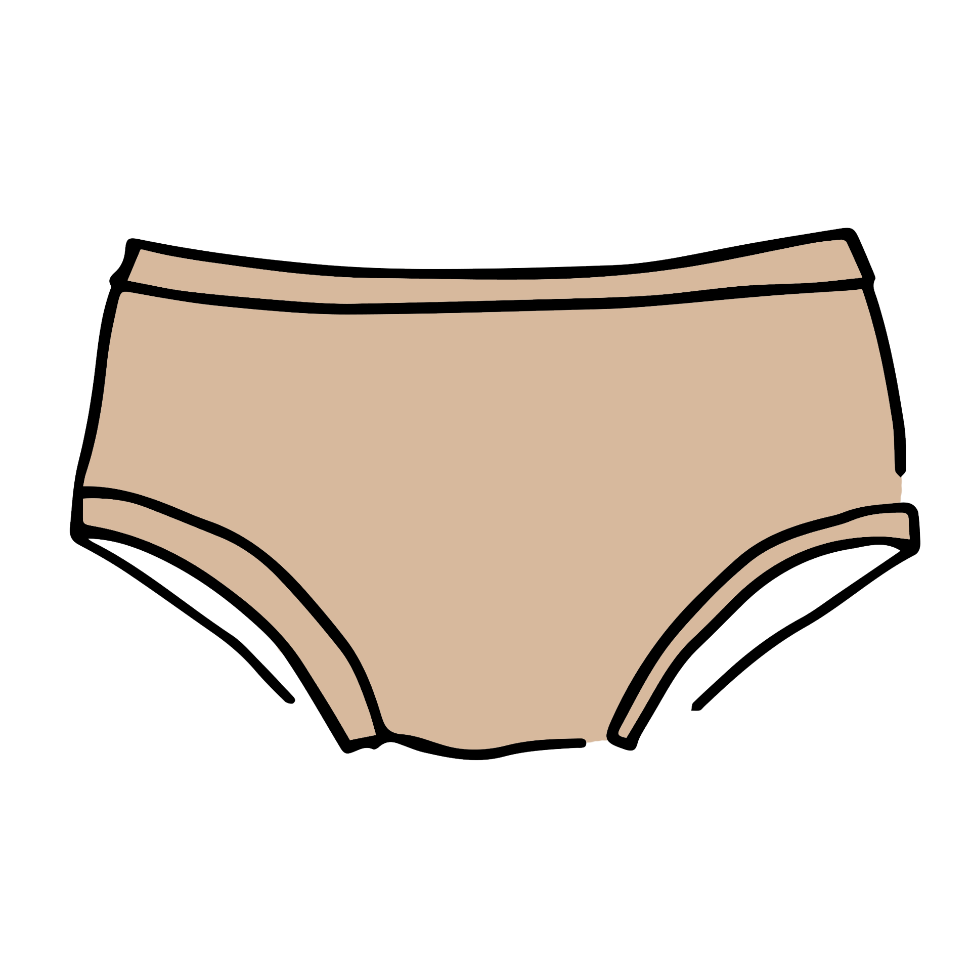 Drawing of Thunderpants Hipster style underwear in Pine Nut - lighter tan color.