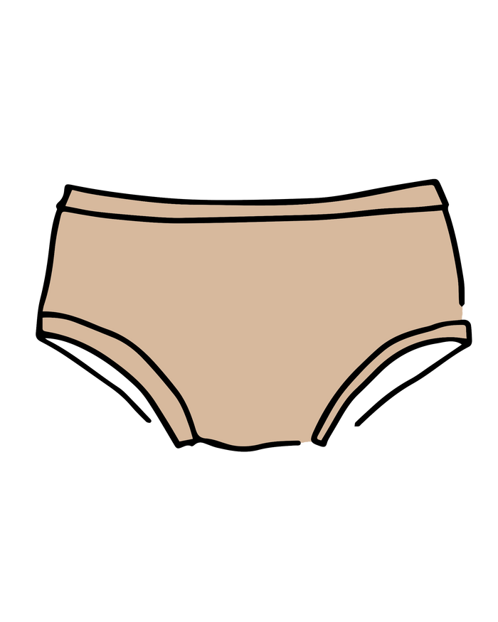 Drawing of Thunderpants Hipster style underwear in Pine Nut - lighter tan color.