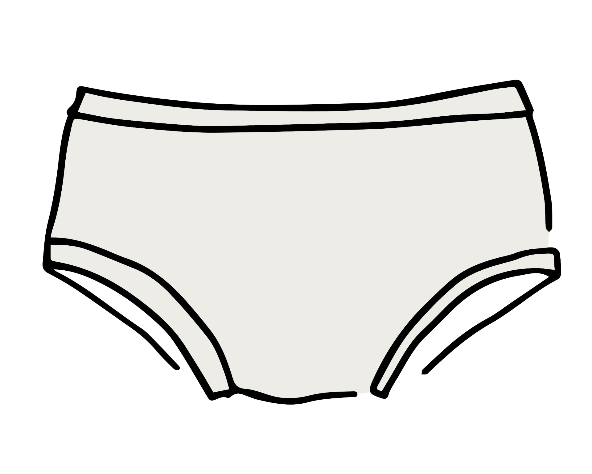 Drawing of Thunderpants organic cotton Hipster style underwear in Plain Vanilla.