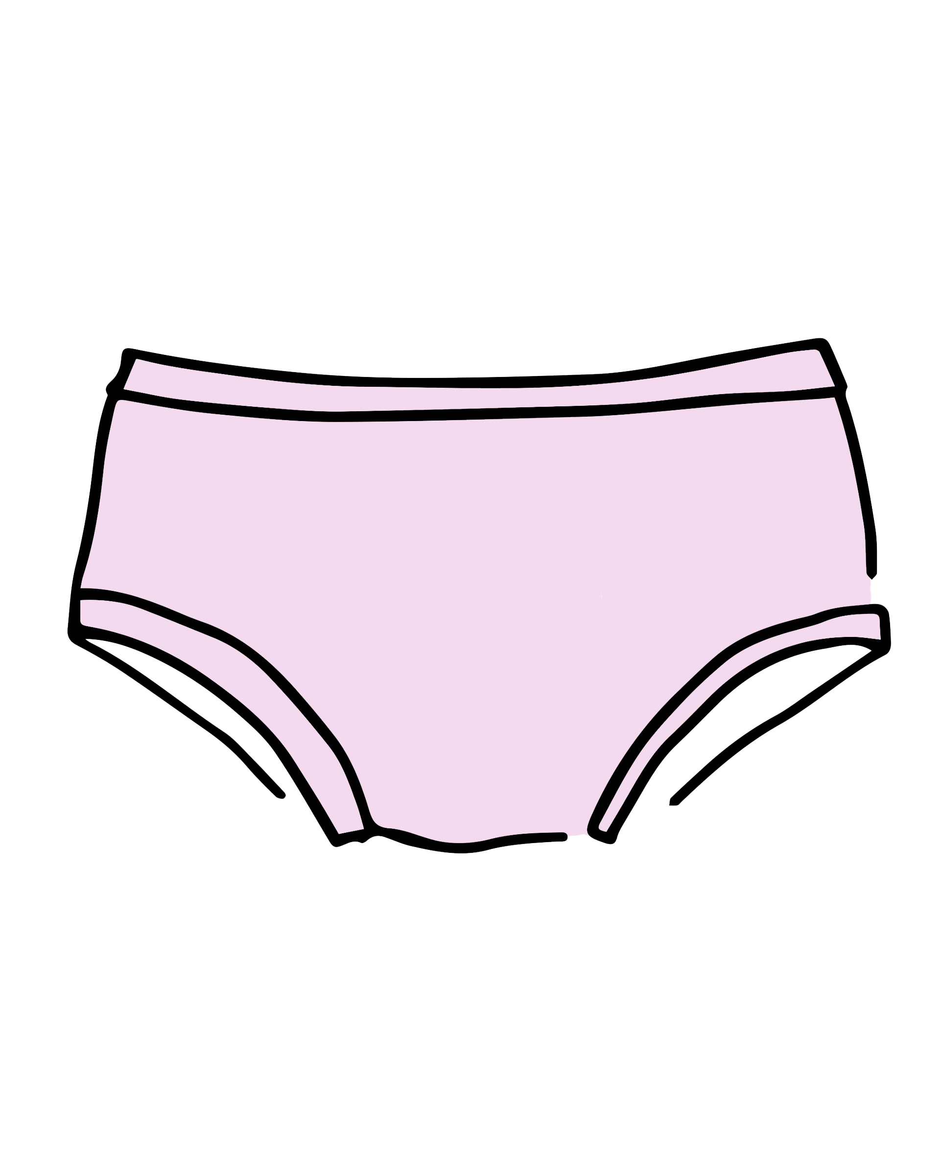 Drawing of Thunderpants Hipster style underwear in Plié Pink - light pink color.
