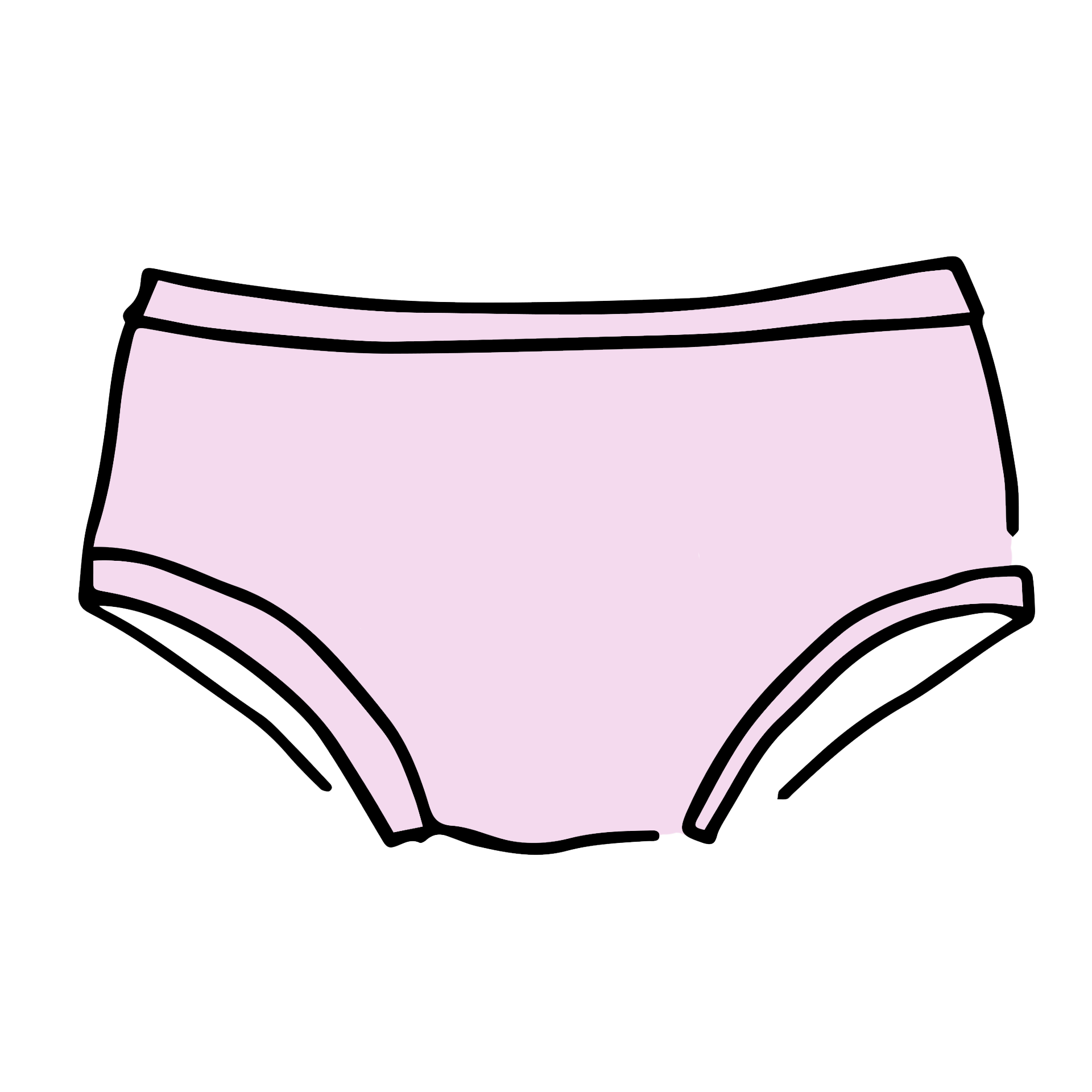 Drawing of Thunderpants Hipster style underwear in Plié Pink - light pink color.
