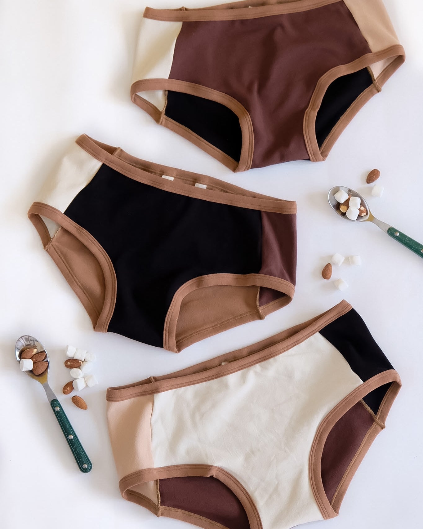 Flat lay of Thunderpants Hipster Panel Pants style underwear in Rocky Road - a mix of all our neutral colors.