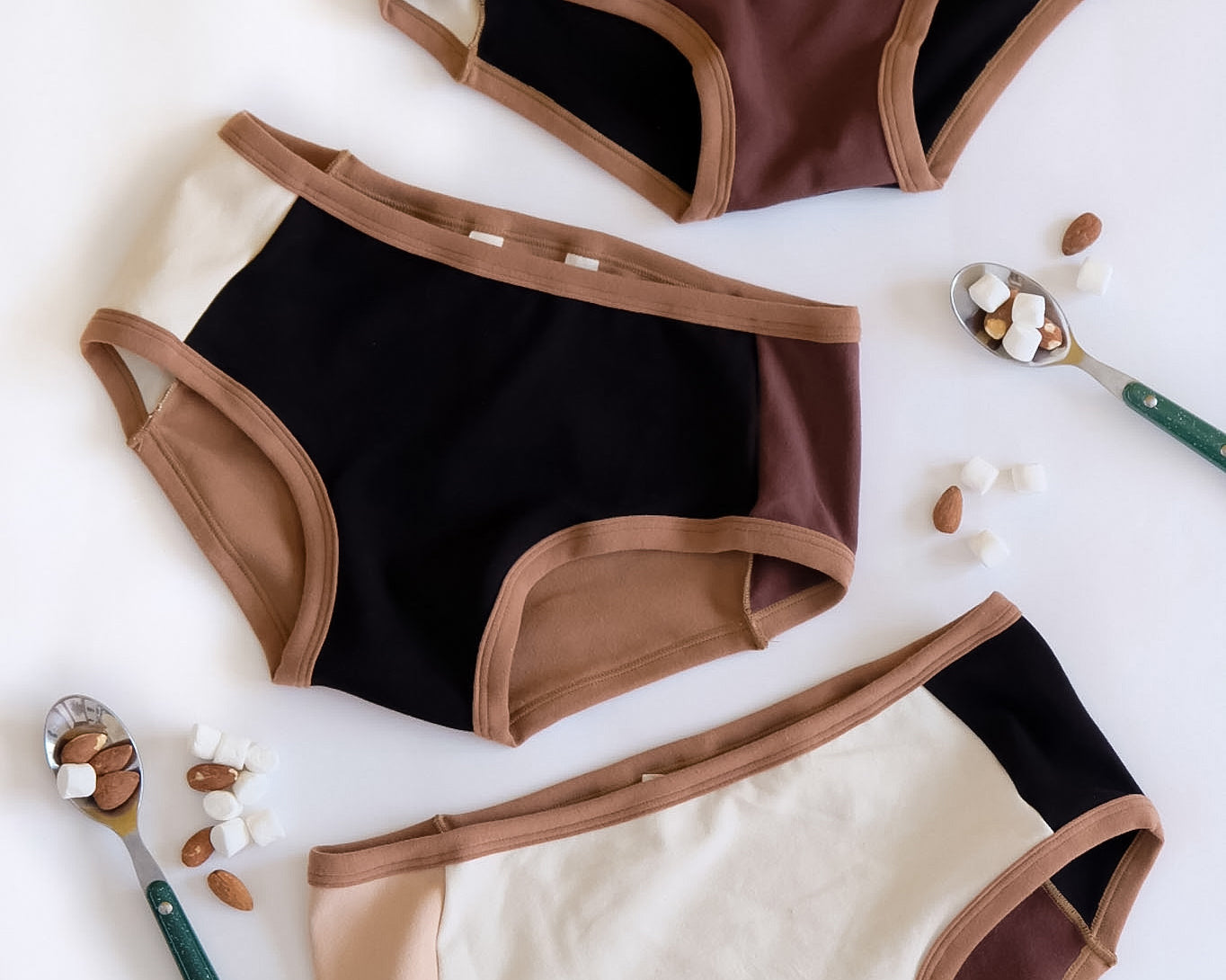 Flat lay of Thunderpants Hipster Panel Pants style underwear in Rocky Road - a mix of all our neutral colors.