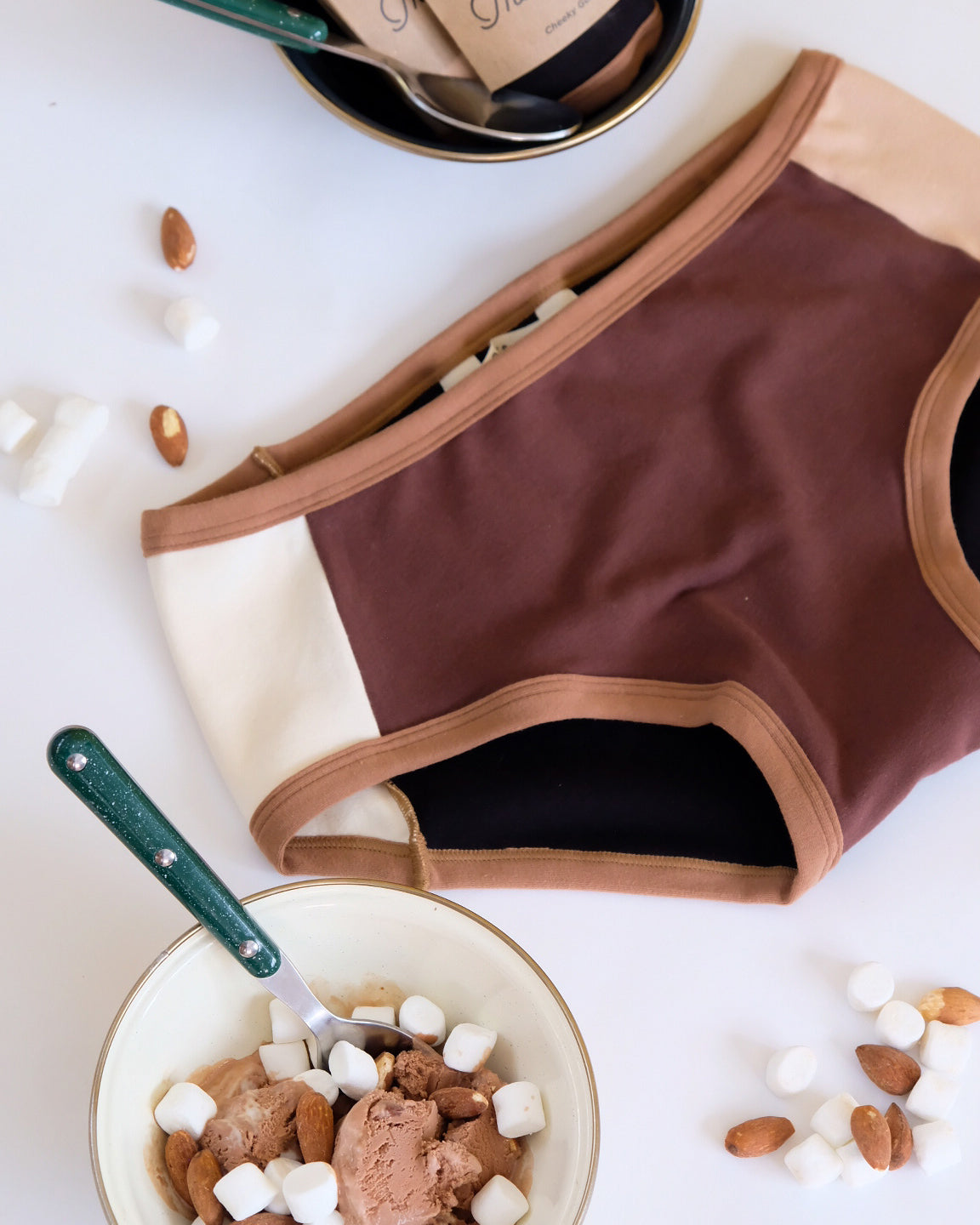Flat lay of Thunderpants Hipster Panel Pants style underwear in Rocky Road - a mix of all our neutral colors.