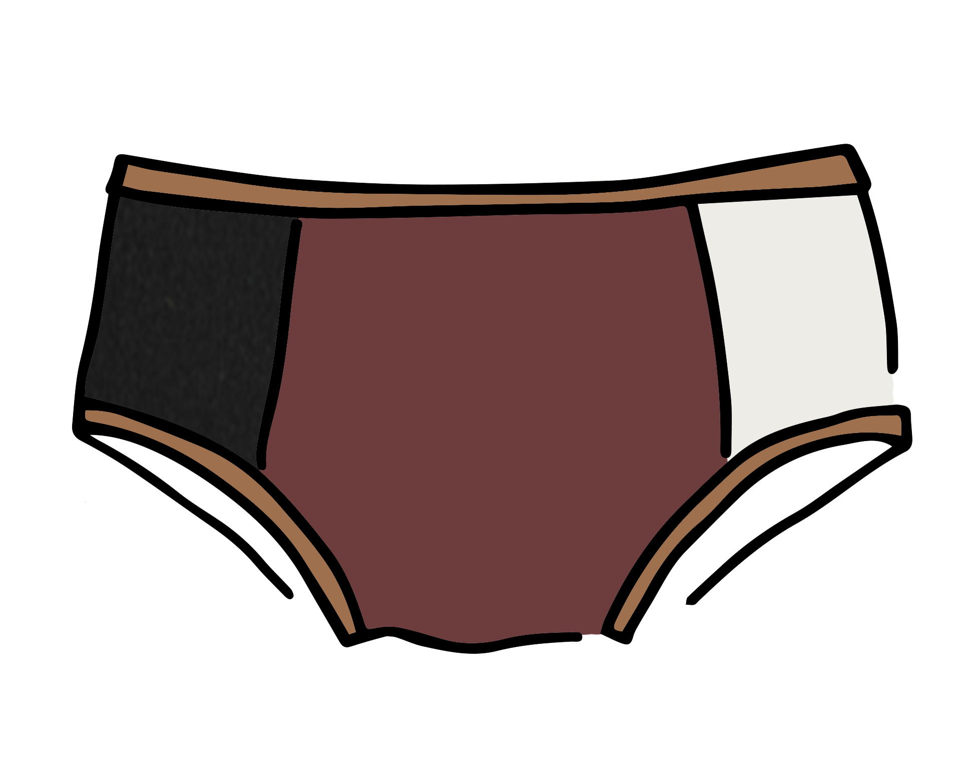 Drawing of Thunderpants Hipster Panel Pants style underwear in Rocky Road - a mix of all our neutral colors.