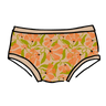 Drawing of Thunderpants Hipster style underwear in Secret Garden - orange flowers and green leaves.