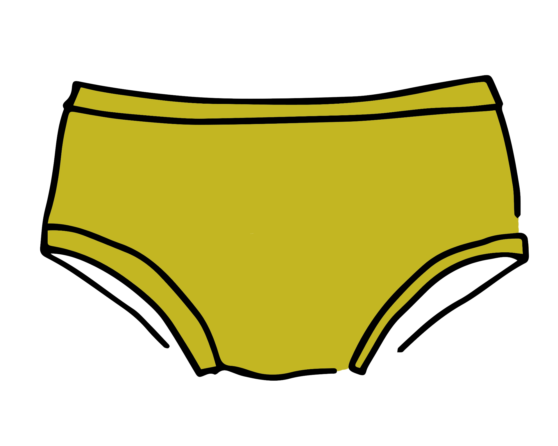 Drawing of Thunderpants Hipster style underwear in Star Fruit color - a chartreuse yellow.