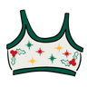 Drawing of Thunderpants Longline Bra in Holly Holiday Handprint.