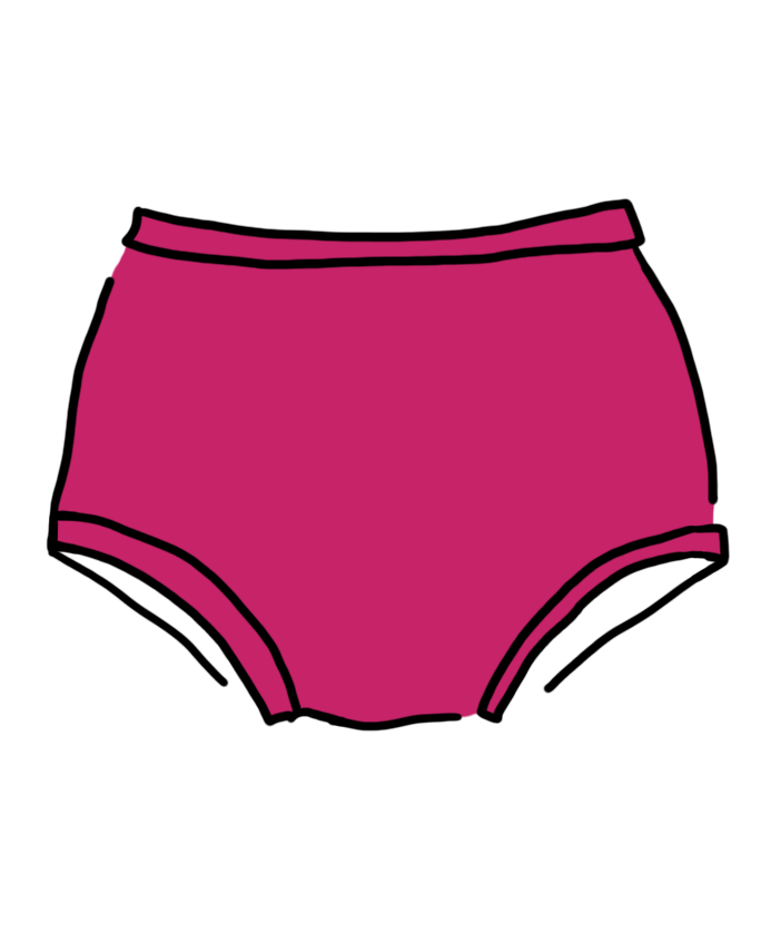 Drawing of Thunderpants Original style underwear in a hot pink color.