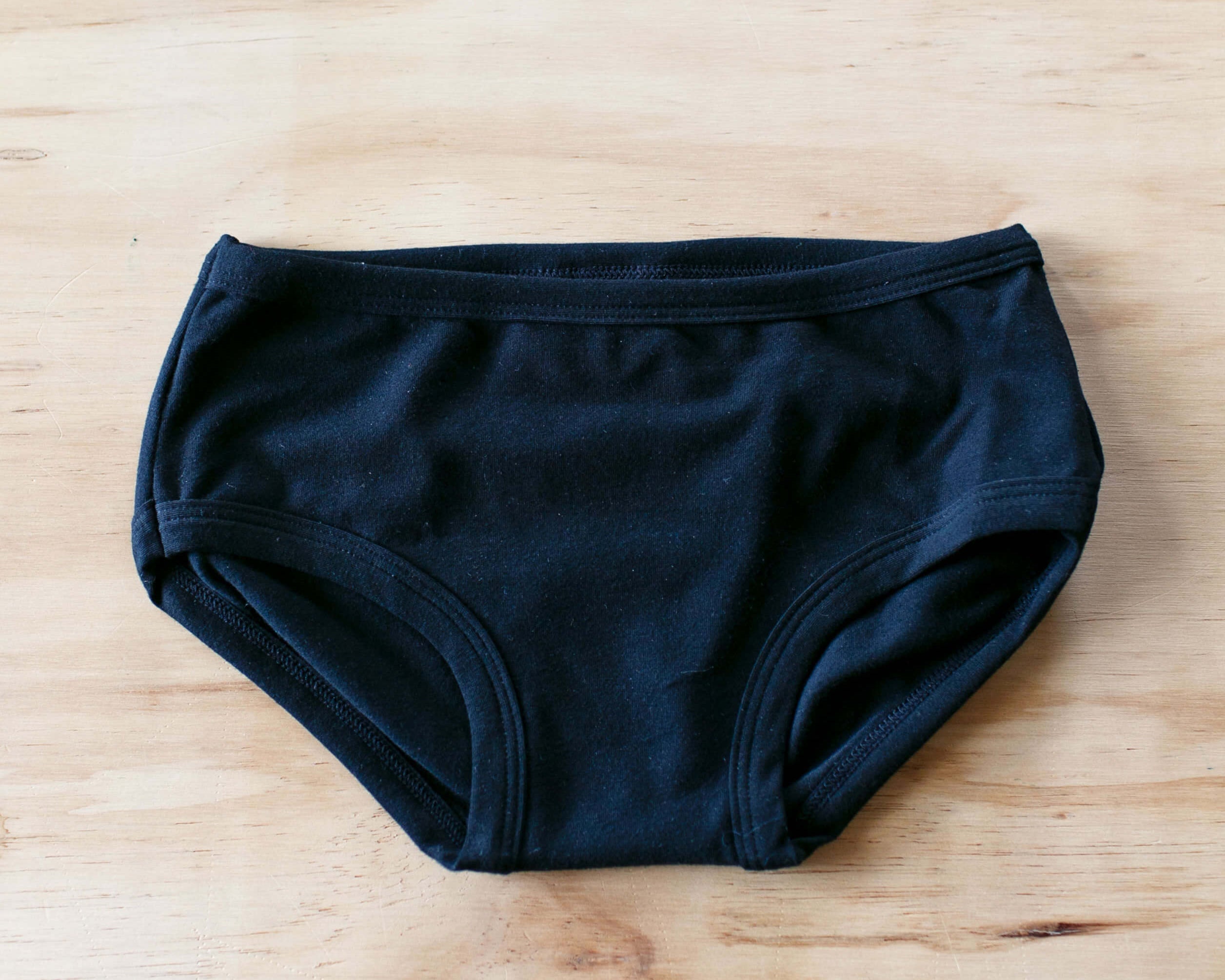 Flat lay of Thunderpants Kids Original style underwear in Plain Black.