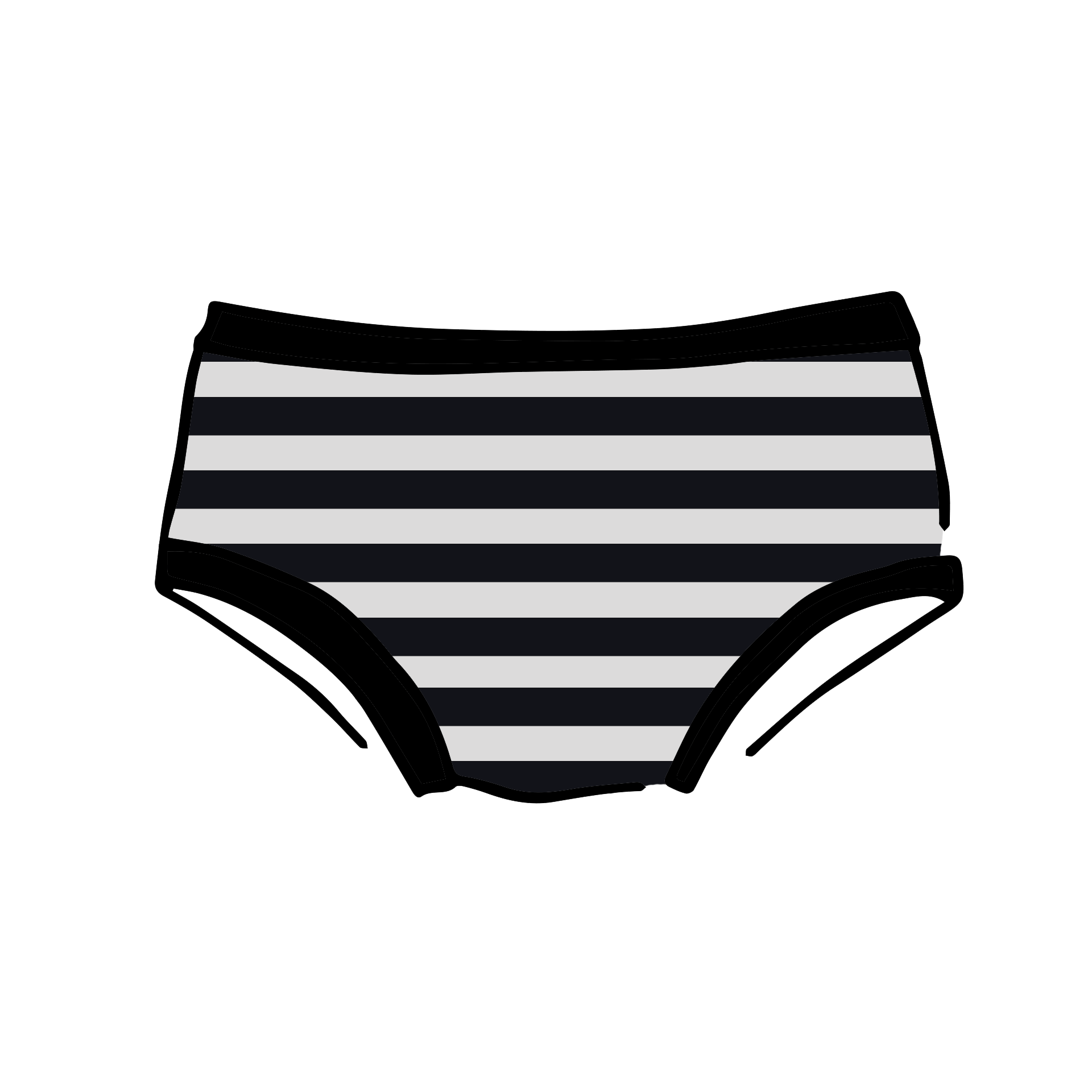 Drawing of Thunderpants Kid's underwear in Black and White Stripe.
