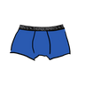 Drawing of Thunderpants Kid's Boxer Brief style underwear in Blueberry Blue  print.
