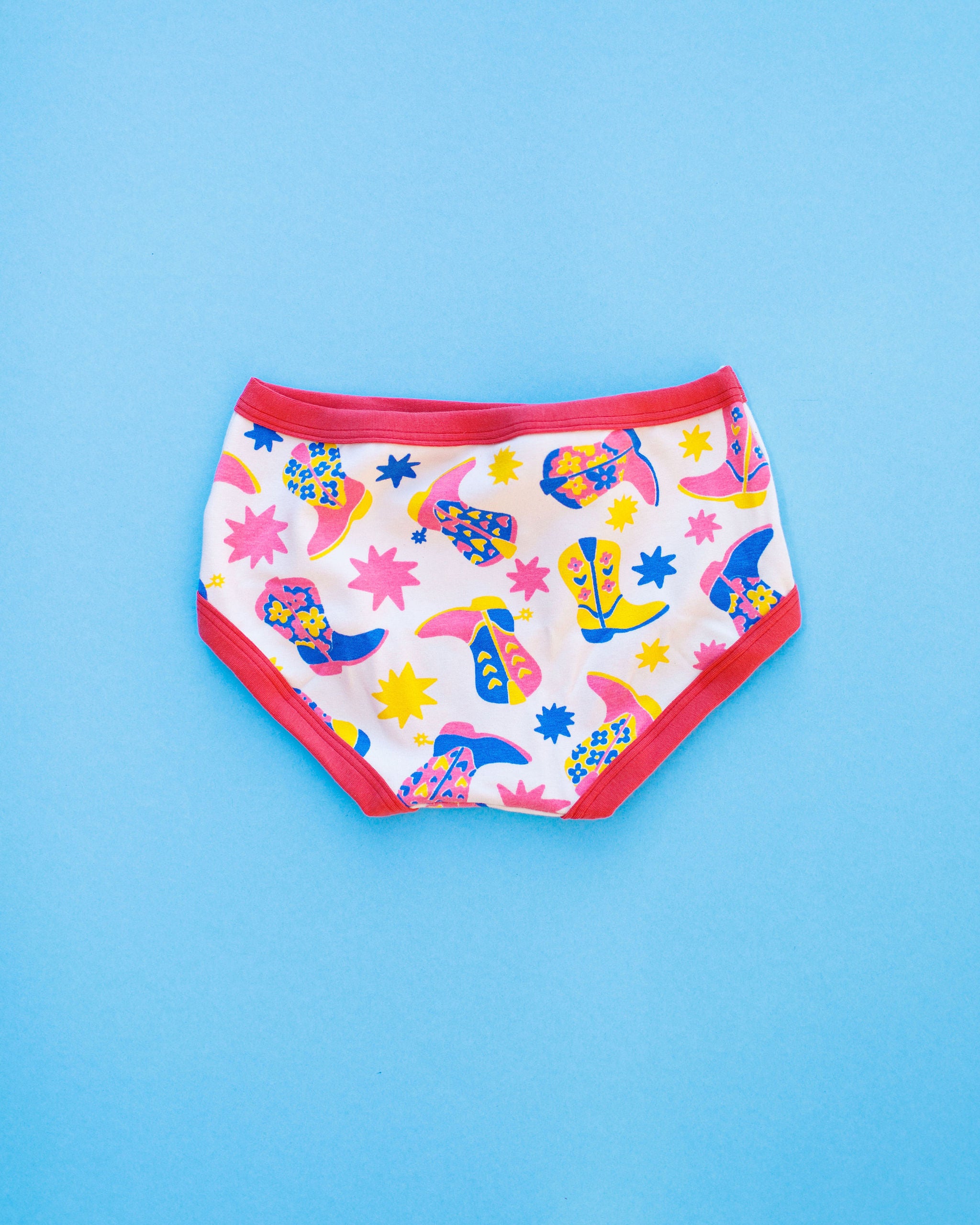 Flat lay of Thunderpants Kids style underwear in Boot Scootin'. 