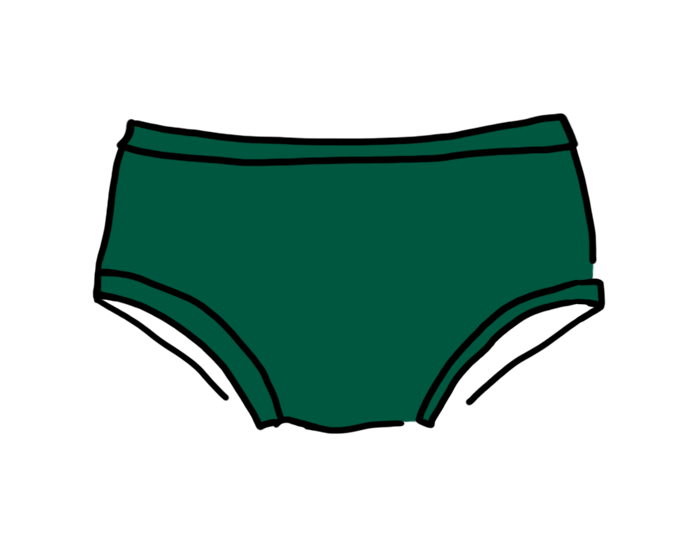 Drawing of Thunderpants Kids underwear in Emerald Green.