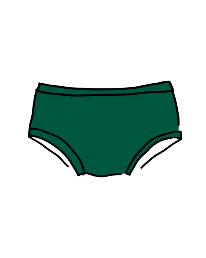 Drawing of Thunderpants Kids underwear in Emerald Green.