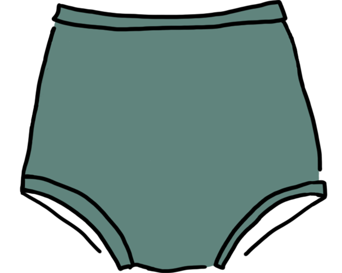 Drawing of Swimwear Sky Rise Bottoms in Lichen Green.