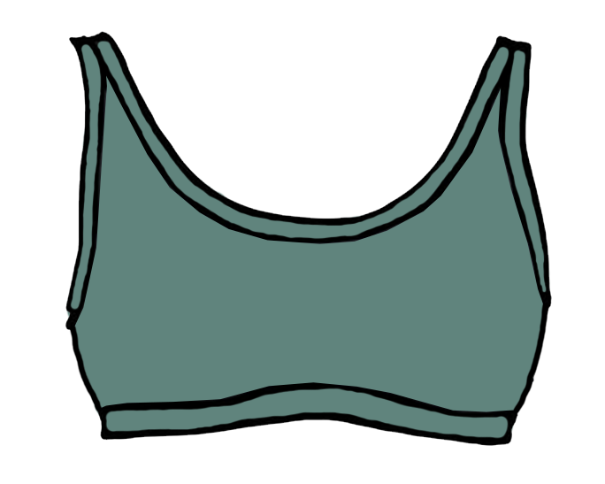 Drawing of Swimwear Top in Lichen Green.