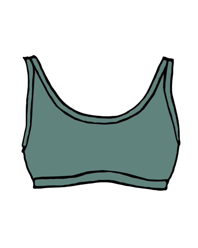 Drawing of Swimwear Top in Lichen Green.