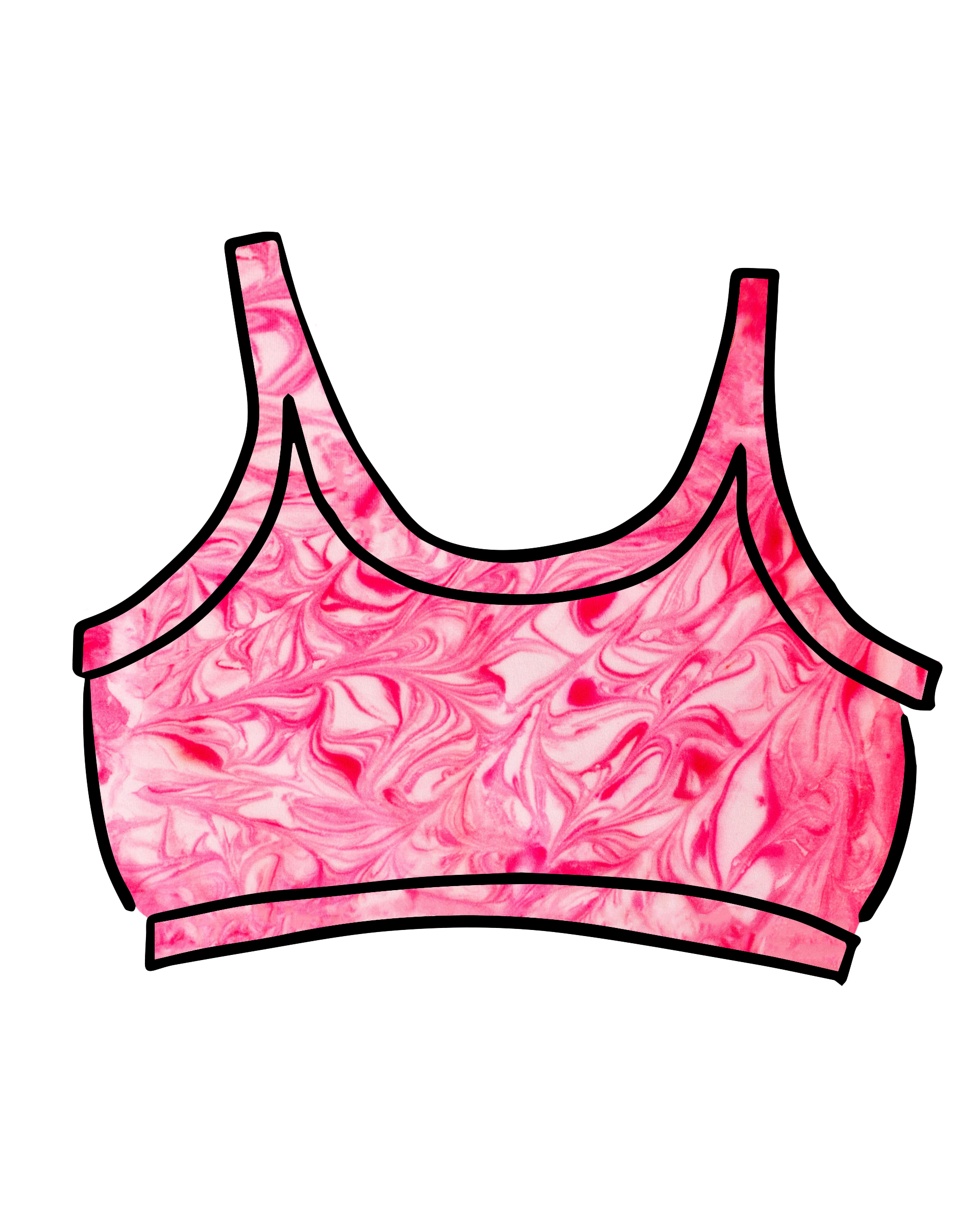 Thunderpants Longline Bra in pink marble dye.