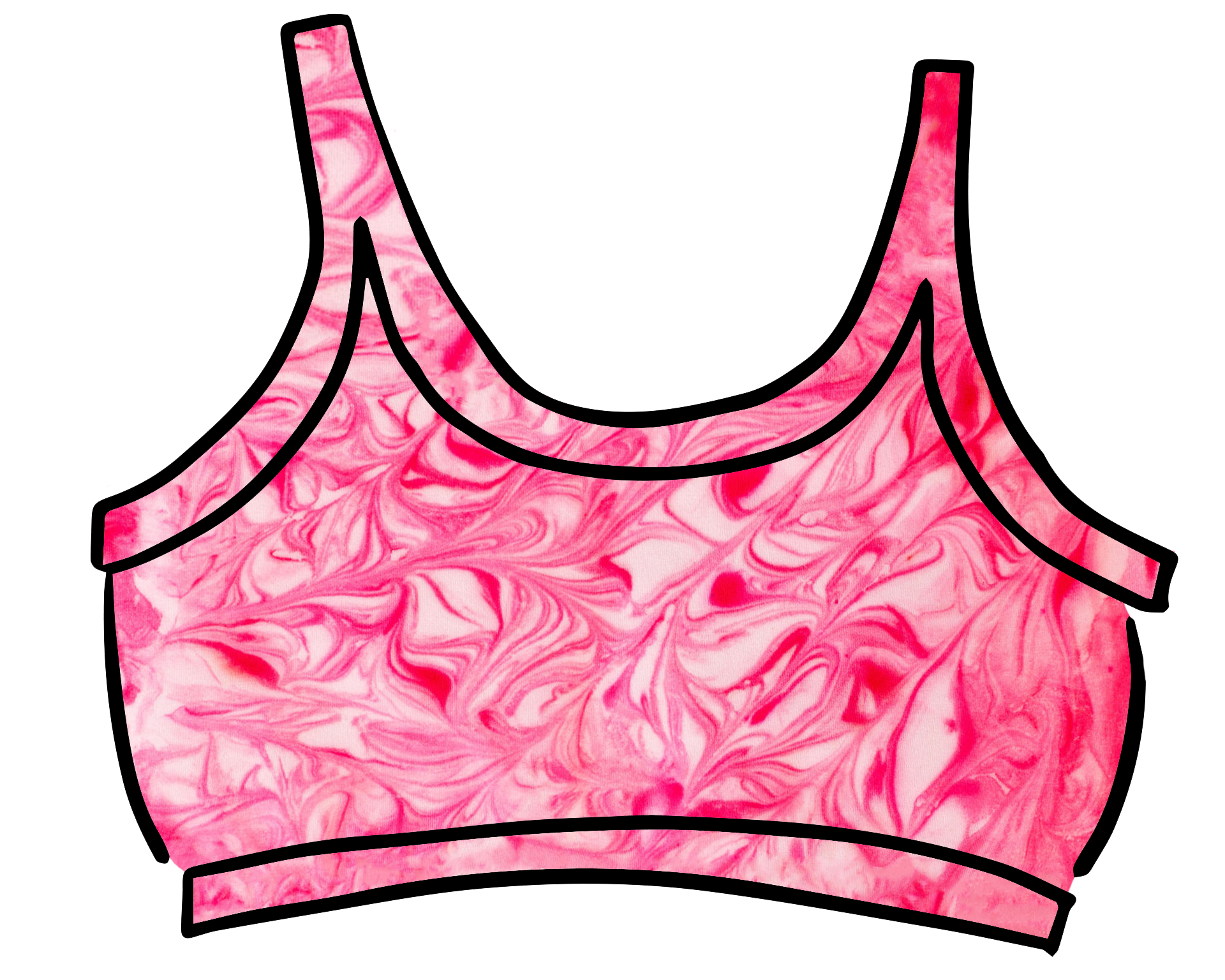 Thunderpants Longline Bra in pink marble dye.