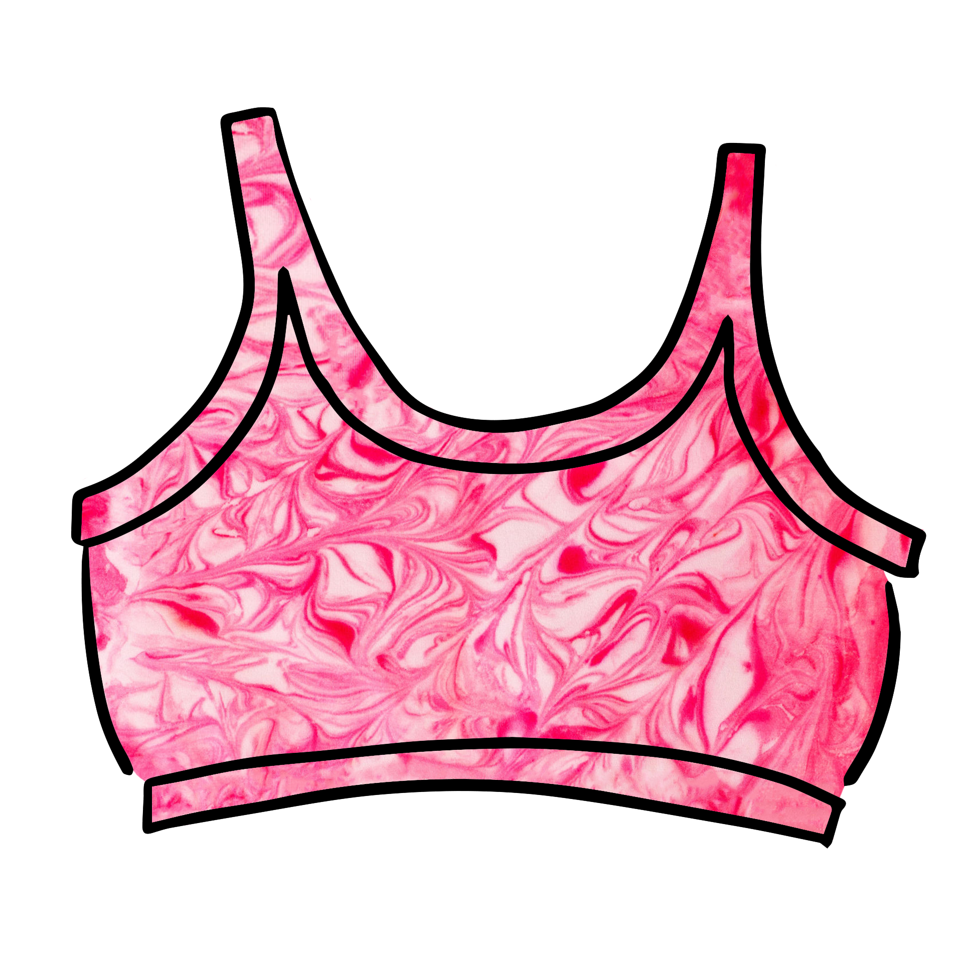 Thunderpants Longline Bra in pink marble dye.
