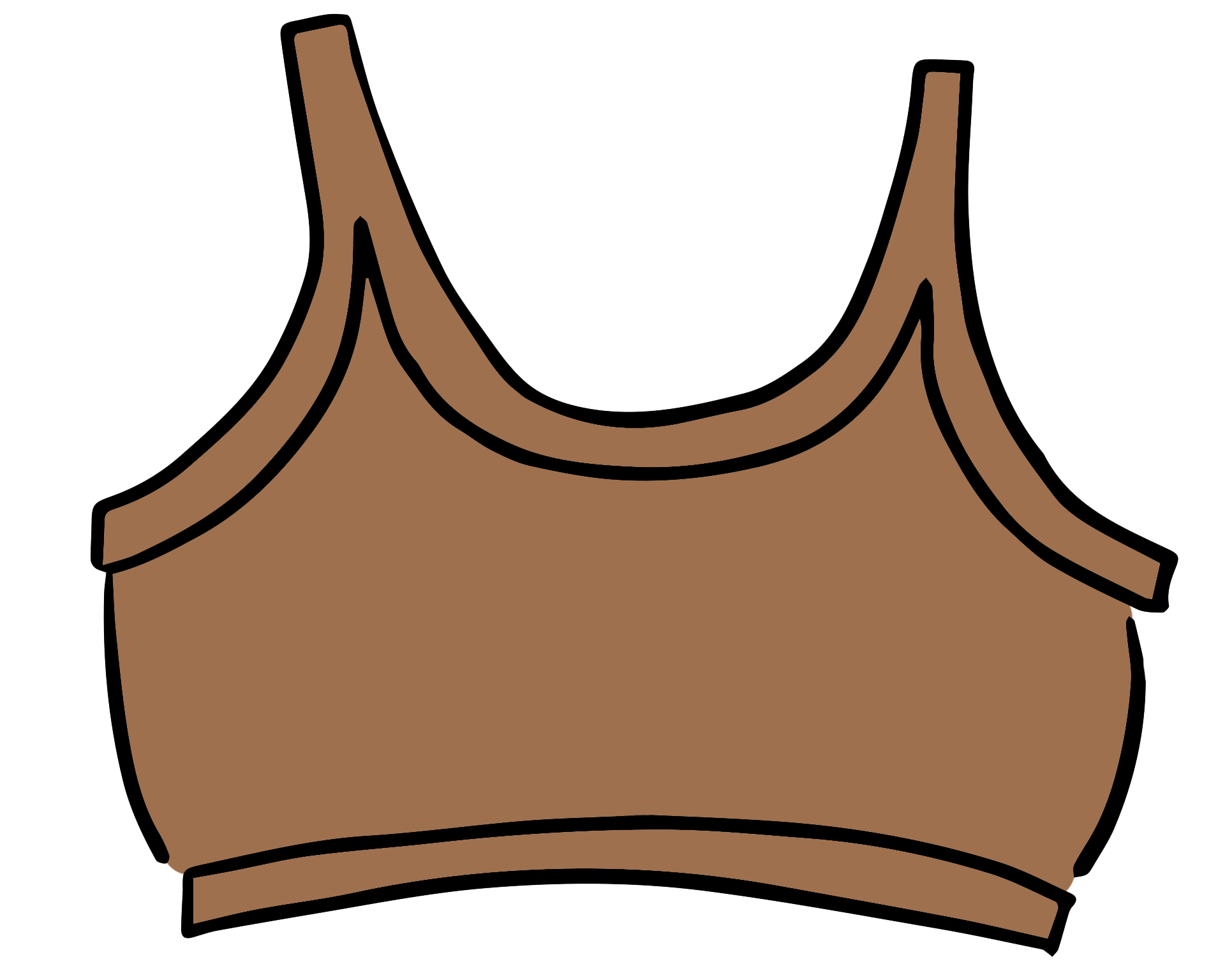 Drawing of Thunderpants Longline Bra in Hazelnut color.