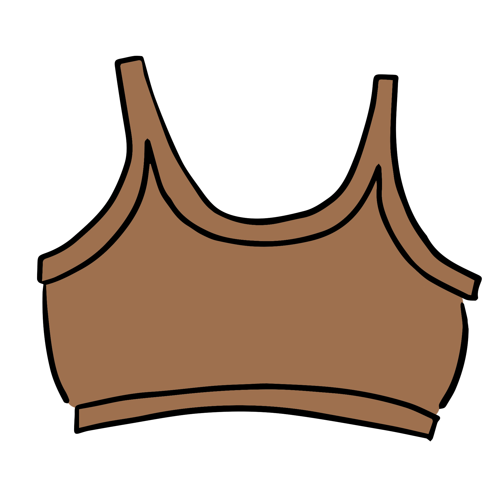 Drawing of Thunderpants Longline Bra in Hazelnut color.