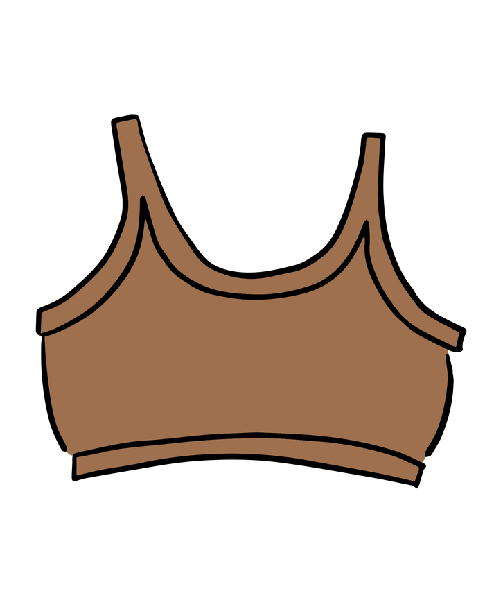 Drawing of Thunderpants Longline Bra in Hazelnut color.