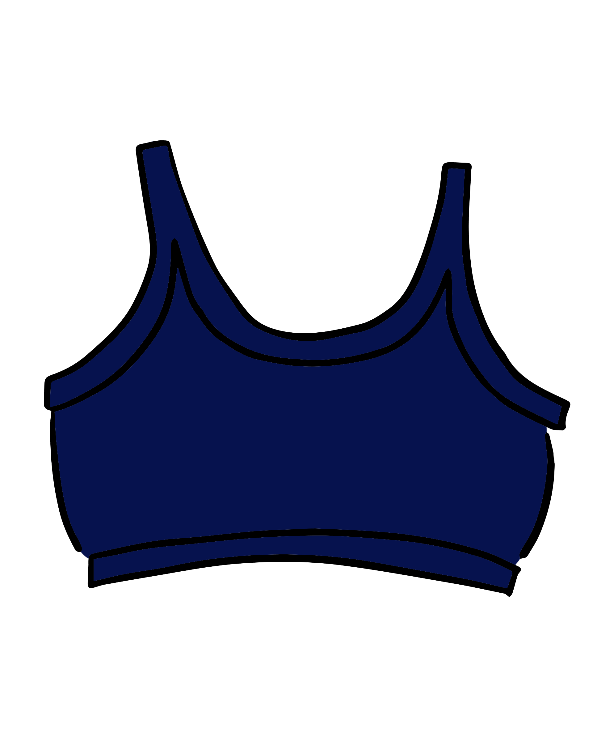 Drawing of Thunderpants Longline Bra in Indigo.