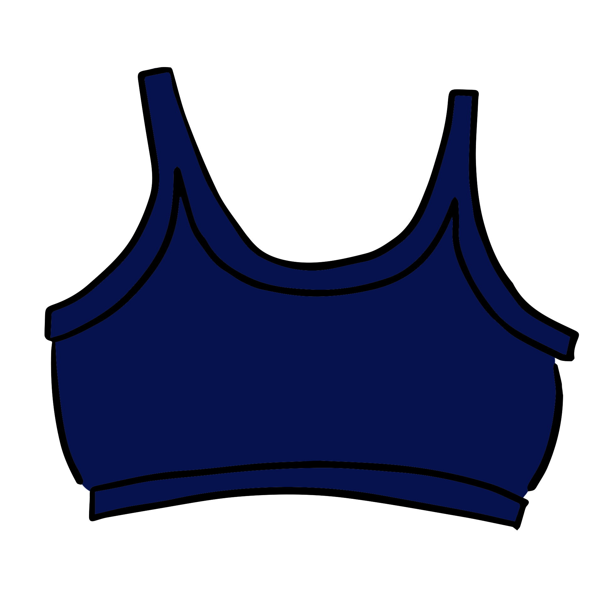Drawing of Thunderpants Longline Bra in Indigo.